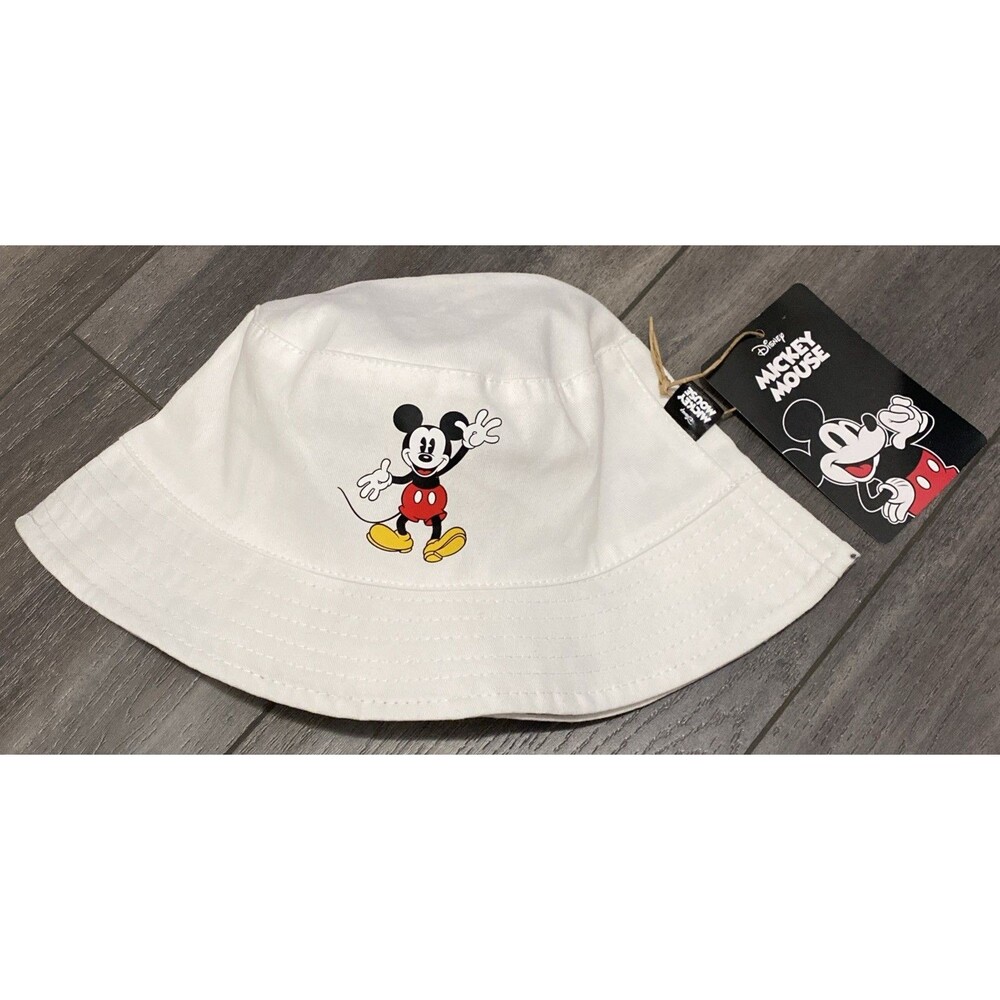 Disney Mickey Mouse Bucket Sun Hat One Size Reversible Cotton NEW